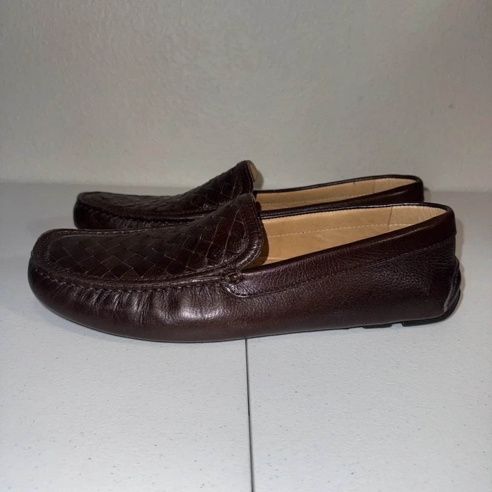 GH Bass & Co Men's Bass Wheldon Weave Loafers Size 11 1/2 Brown Leather Preppy